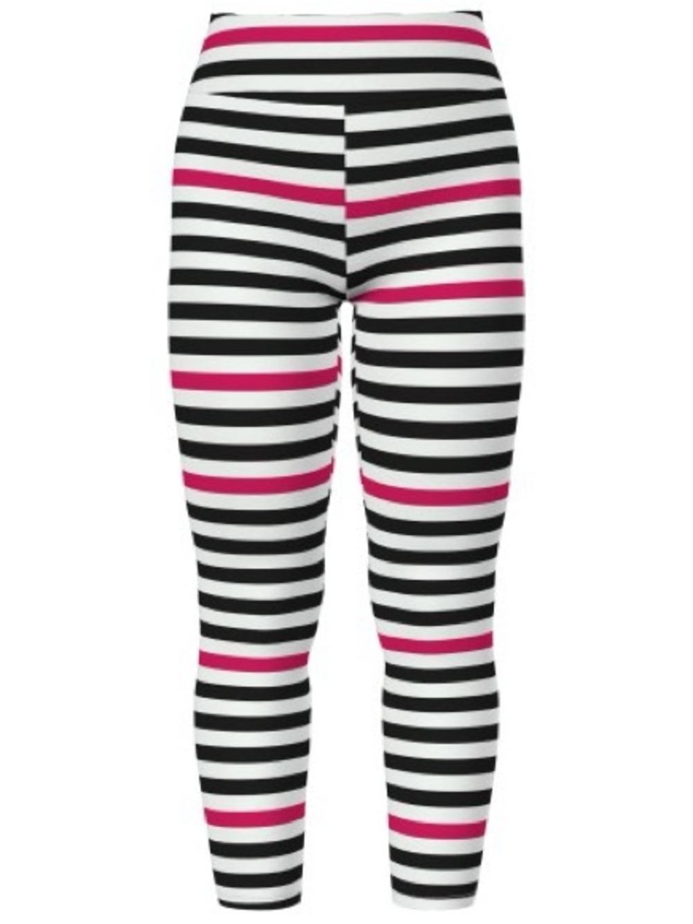 LuLaRoe Black, White & Pink Horizontal Stripe Leggings size TC.  NWT